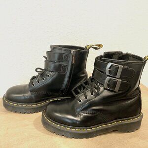 Dr. Martens 1460 Bex Strap Boots – Black Leather, Size EU 39 / US 8